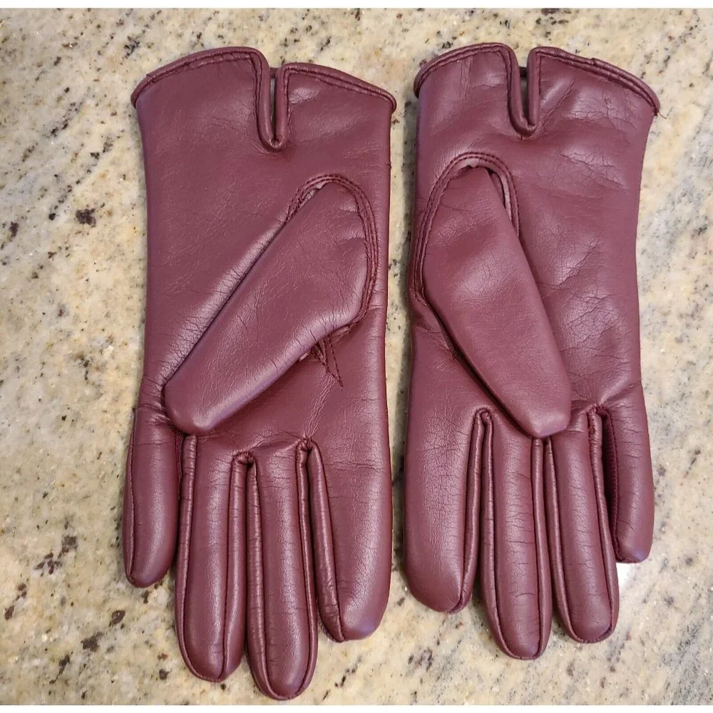 Vintage Size S/M Rusty Brown Sears Faux Leather Knit Lined Driving Gloves